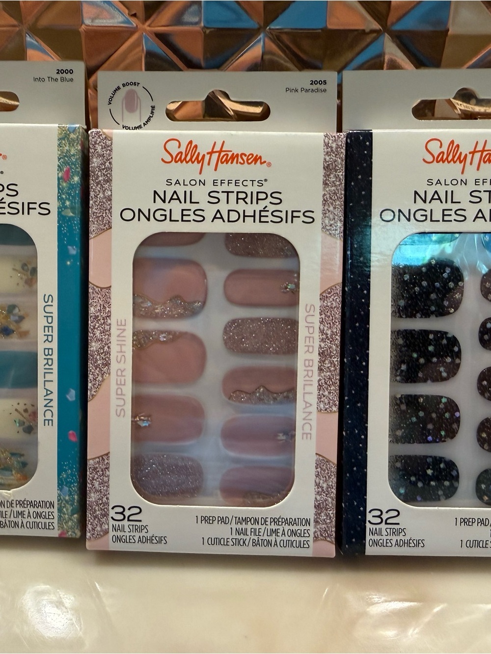 Sally Hansen Pink Glitter Salon Effects Nail Strips - 32 Pack